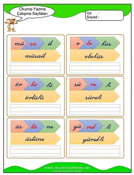 ü sesi Çalışma Sayfaları